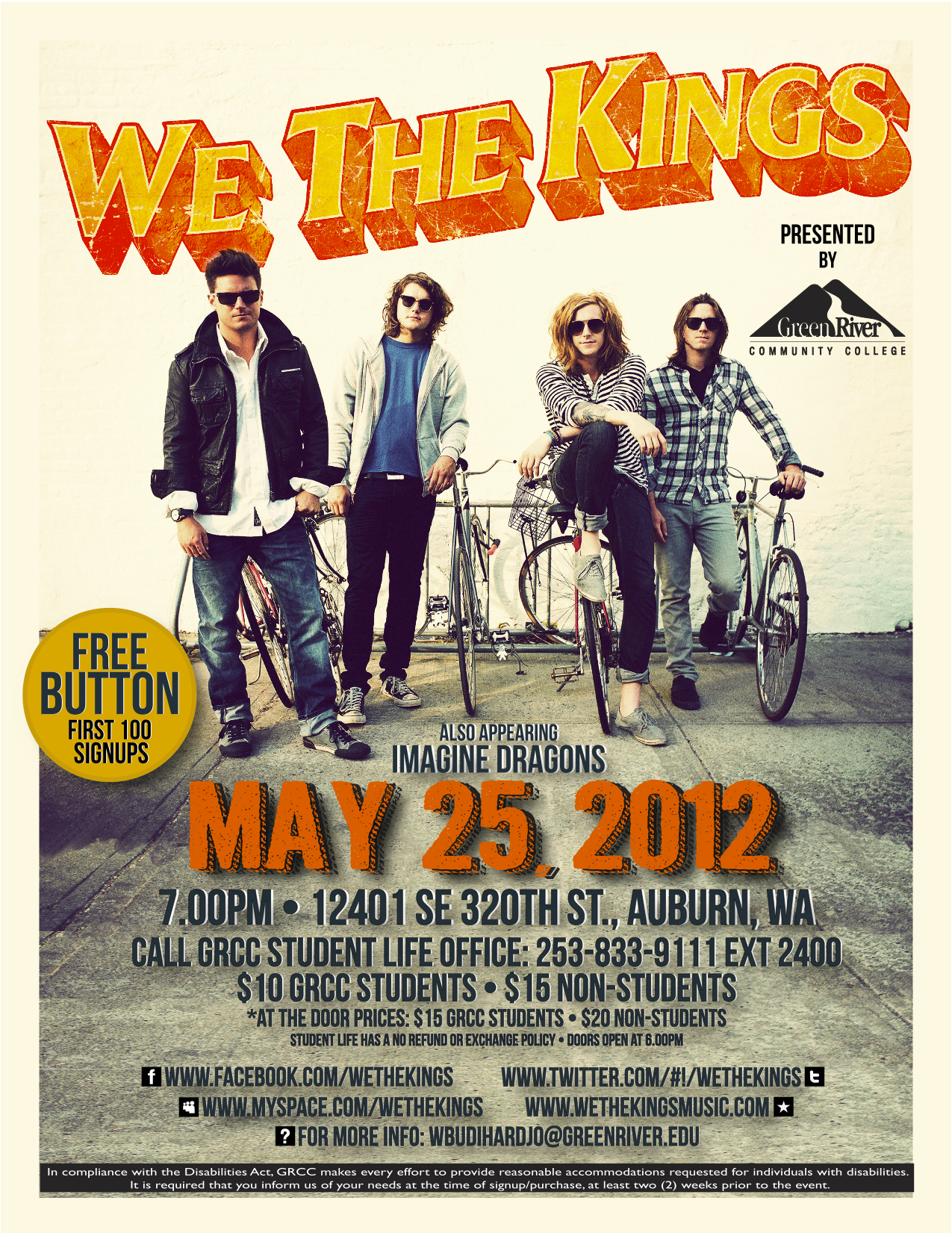 We the Kings to perform at Green River Community College