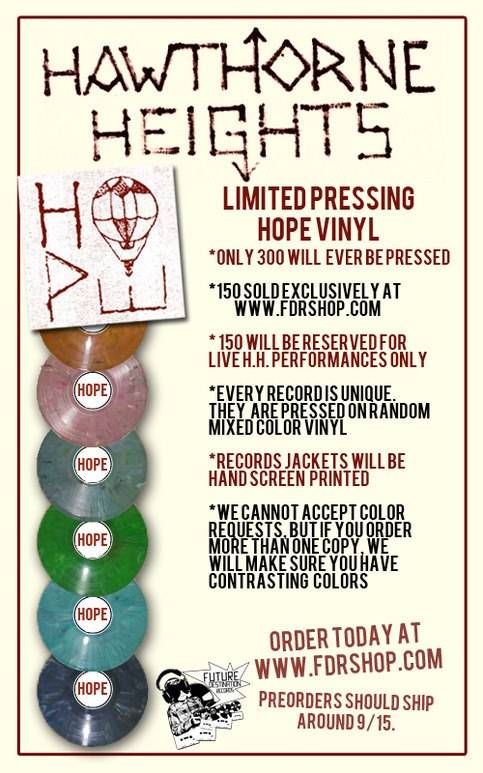 Hawthorne Heights to release limited pressings of Hope EP