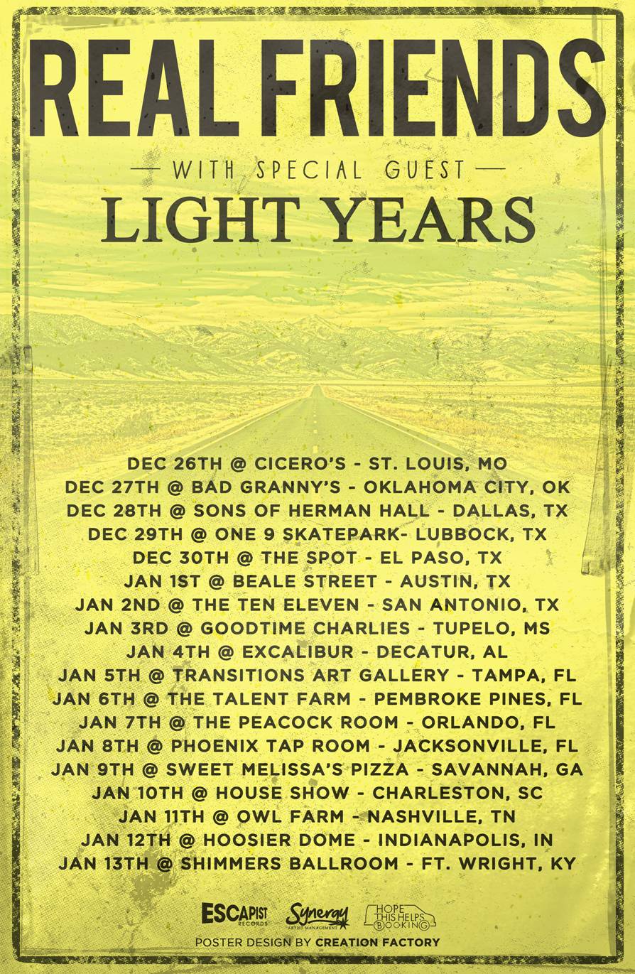 Real Friends announce winter tour with support rom Light Years