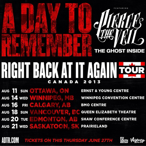 A Day To Remember & Pierce The Veil Announce Canadian Tour