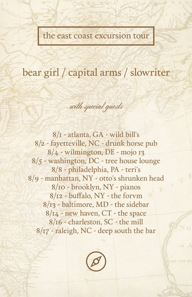 Bear Girl, Capital Arms, and Slowriter to head out on the East Coast Excursion Tour this fall