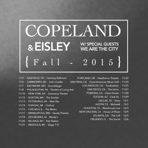 Copeland and Eisley Announce Fall Tour