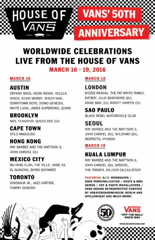 VANS Announce 50th Anniversary Worldwide Events