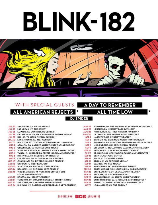 Blink-182 announce tour with A Day To Remember, All Time Low and All-American Rejects