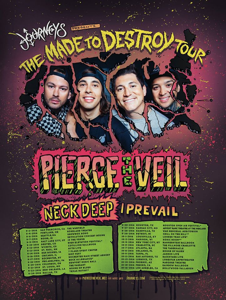 Pierce The Veil, Neck Deep announce American Tour