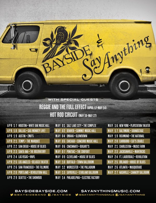 Bayside and Say Anything announce North American co-headlining tour